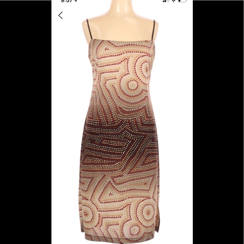 Bcbgmaxazria Sz L Brown & Tan Midi Summer‎ Dress